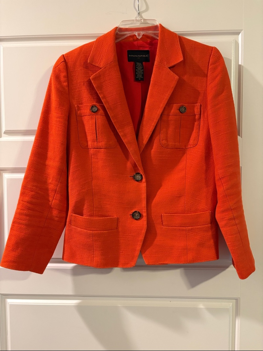 Banana Republic Bright Orange Textured Tailored Blazer